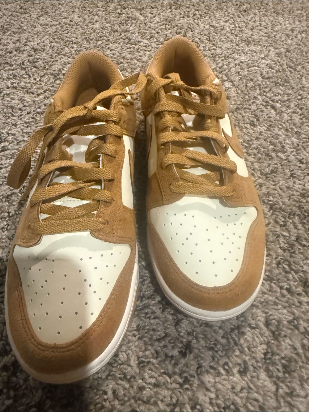 Nike Men's Low-Top Suede and Leather Sneakers in Tan and White